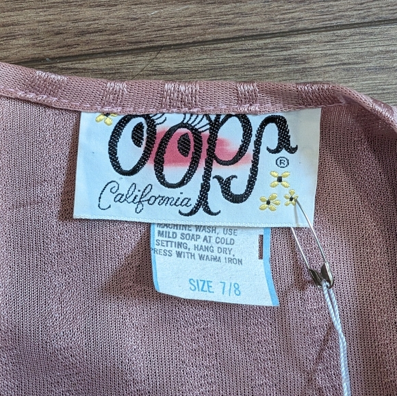 Vintage 70s Oops California rose pink metallic striped duster - Picture 5 of 6